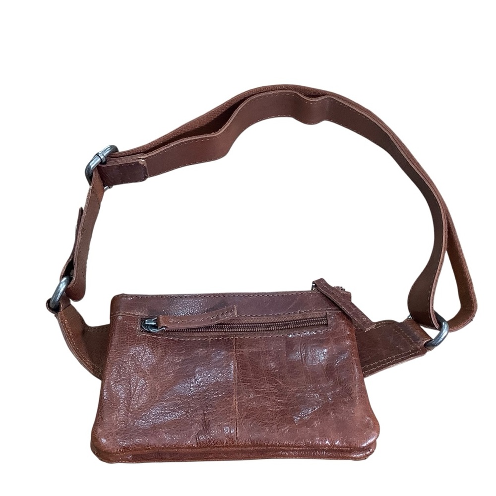 Spikes & Sparrow Brown Leather Hip Bag With Adjustbale Crossbody Snaps - Picture 5 of 12